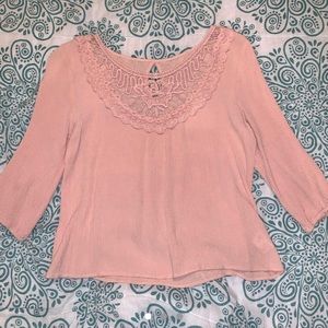 Pink Blouse w/ Floral Lace